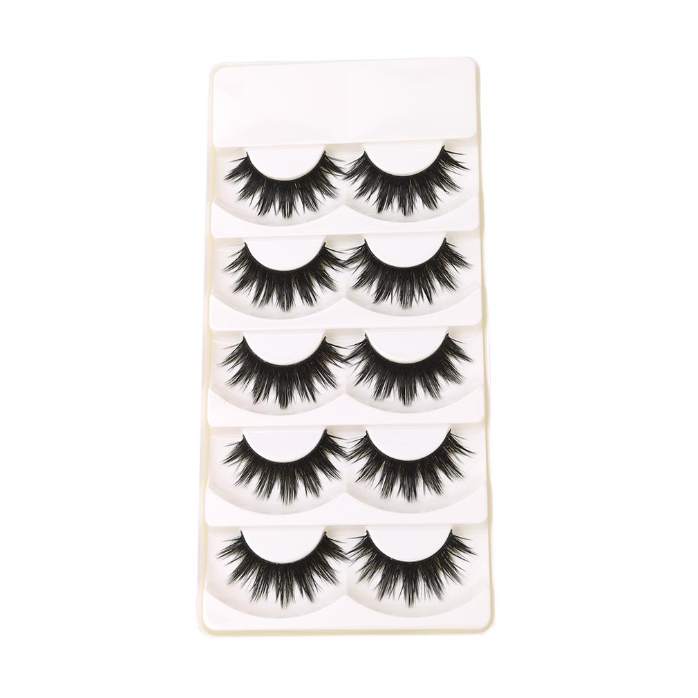 Hanyu Soft 5 Pairs Long Makeup Cross Thick False Eyelashes Eye Lashes ...