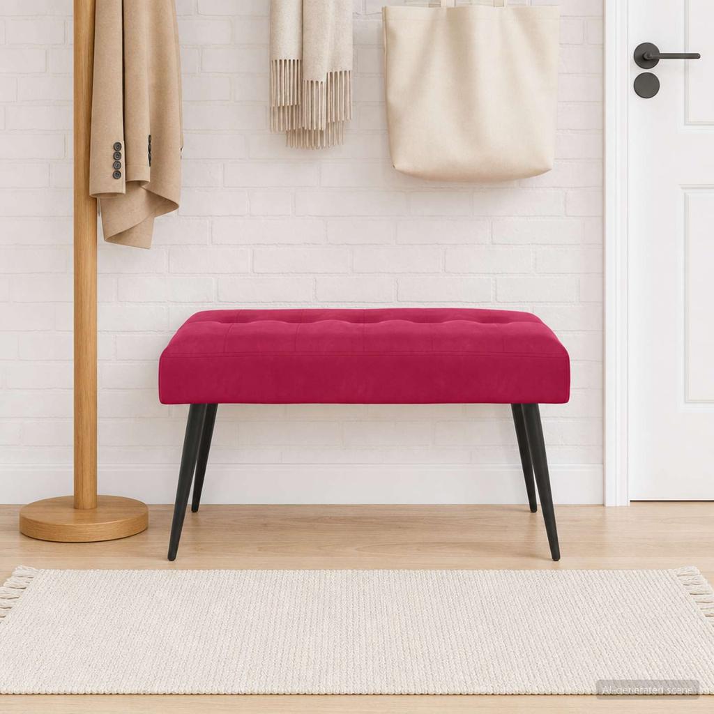 Bench with Button Tufting Wine Red 80 x 40 x 46 cm Velvet