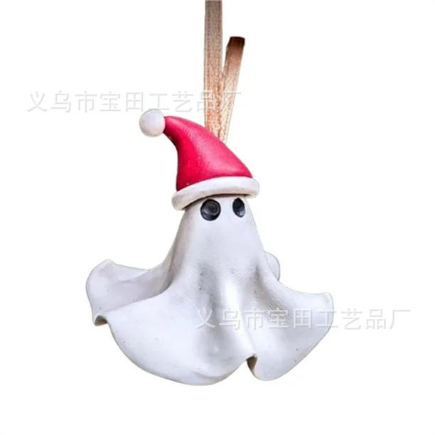 Christmas Ghost Tree Ornaments Christmas Hat Ghost Pendant Resin Crafts