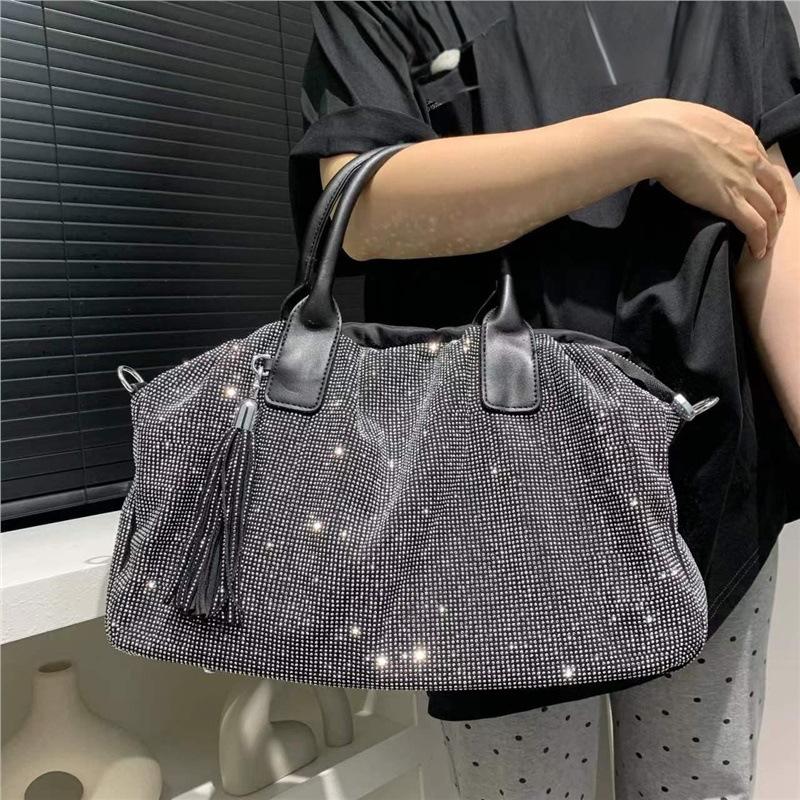Women S Diamond Retro Tote Bag Large Capacity Commuter Shoulder Crossbody Bag Standard серебряный