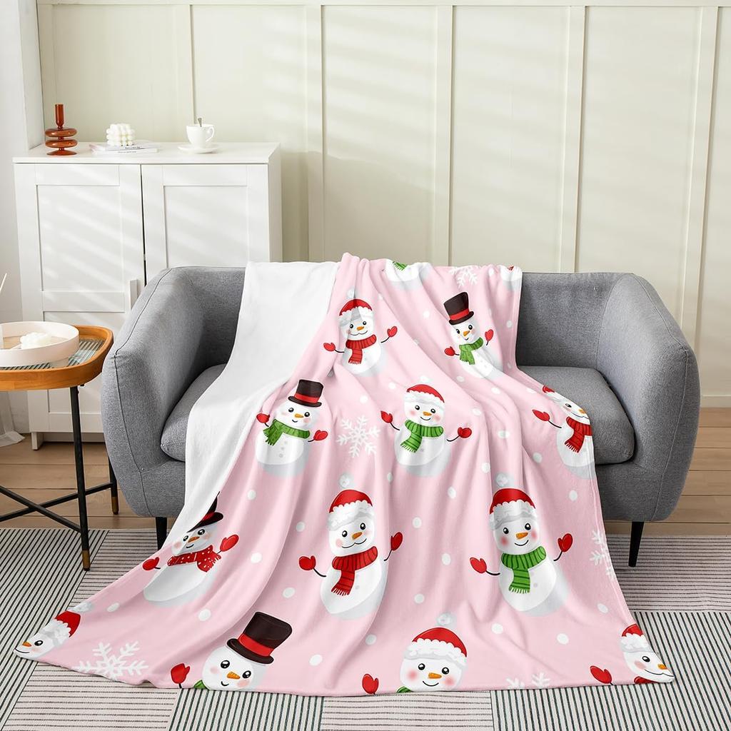 Merry Christmas Flannel Fleece Throw Blanket Gingerbread Man Baby Xmas Tree Fleece Throw Blanket for Kids Women Men Bed Couch
