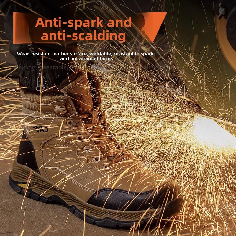 Safety Shoes for Work Man Thickened Warm Steel Toe Men's Boots Anti-smash Anti-puncture Work Boots Wear-resistant Winter Boots