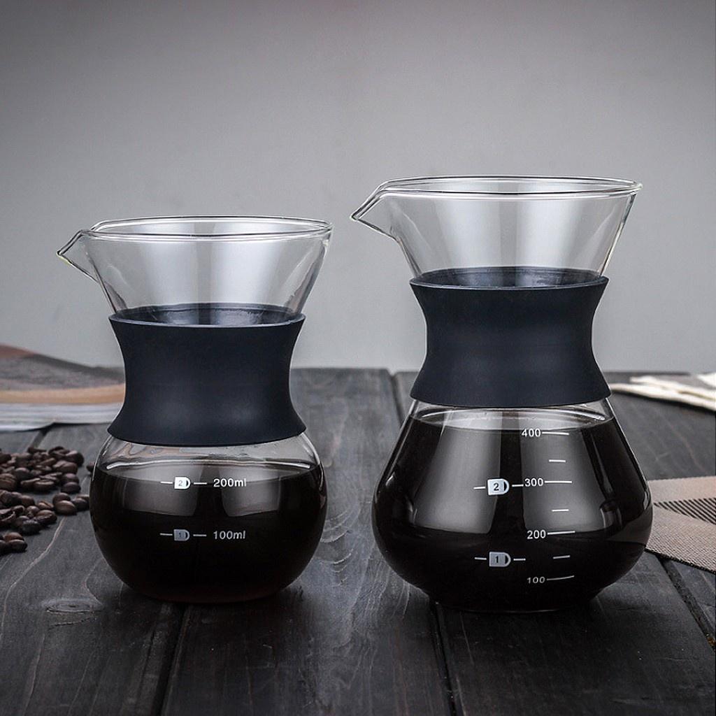 400ML Classic Glass Coffee Maker Pour Over Coffeemaker With Steel Filter Coffee Espresso Hand Brew Drip Filter Glass Pot