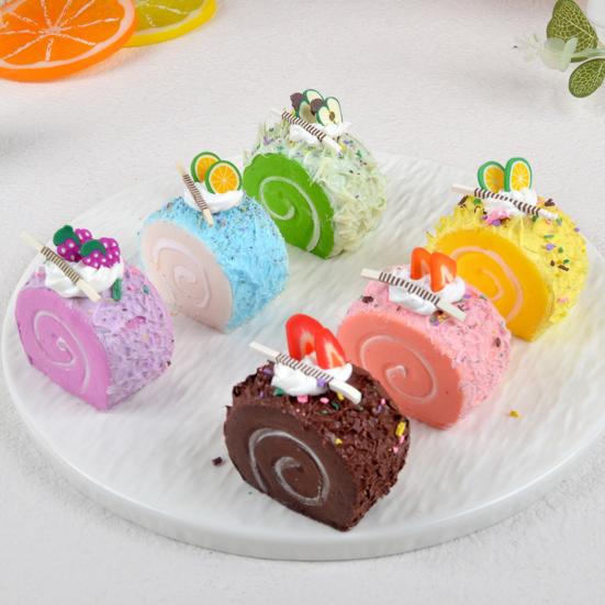 Squeeze Toy Slow Rebound PU Fidget Soft Elastic Decompression Toy Realistic Cake Roll Shape Stress Relief Photography Prop