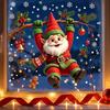 Christmas Home Ornaments Cute Gnome Static Window Cling, Removable Decal with Holly Bell Glass Stickers Gingerbread Snowflake, Holiday Decor