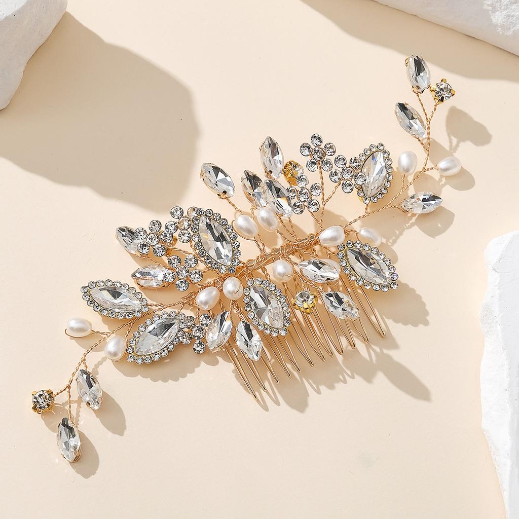 New Bridal Comb Hair Accessories Wedding Ladies Retro Hair Accessories Handmade Rhinestone Pearl Hair Comb Comb