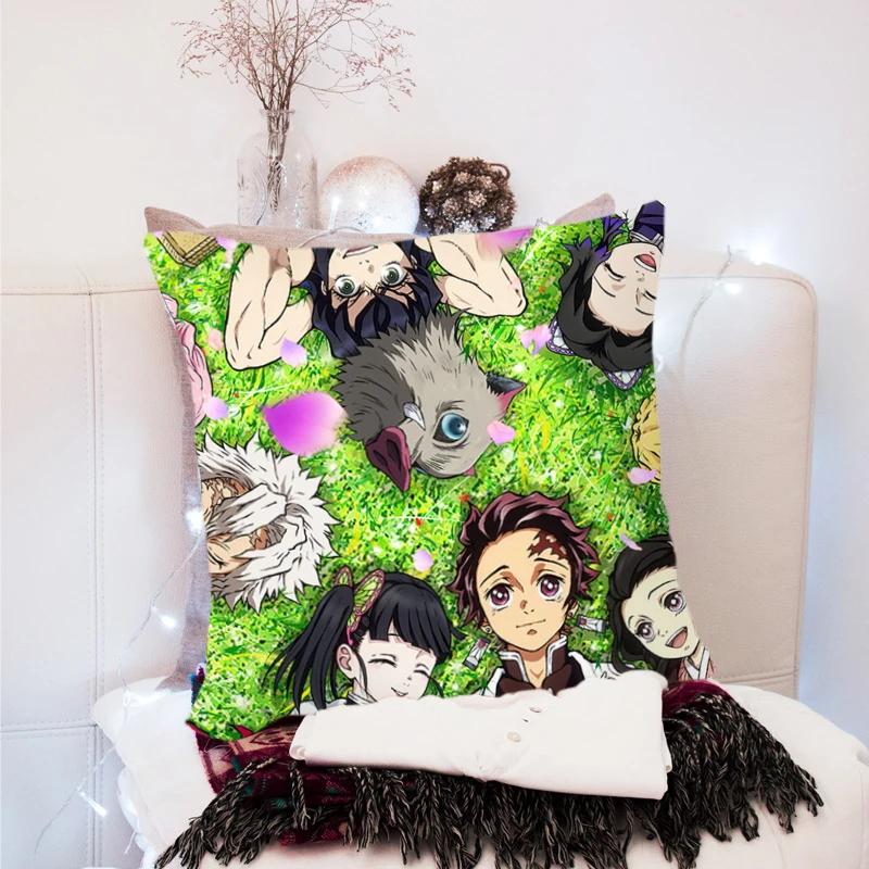 45 * 45Cm Anime Demon Slayer Kimetsu No Yaiba Printed Pillowcase Kids Bedroom Living Room Home Decor Pillow Cases Pillowcase