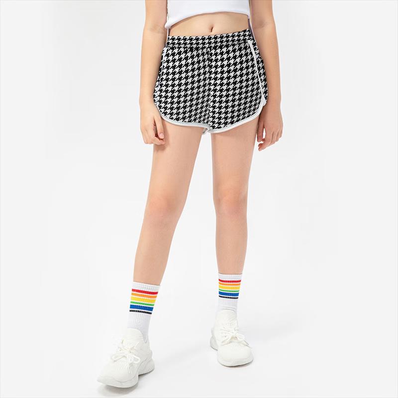 Girls' Checkered Quick-Dry Athletic Shorts