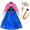 CREDIBLE Princess Cosplay Luxury Set Blue and Black Magic Braided Original 120cm NT412 Dress, Kids' Costume, 6-Piece - (Princess Dress, Cape, Tiara,