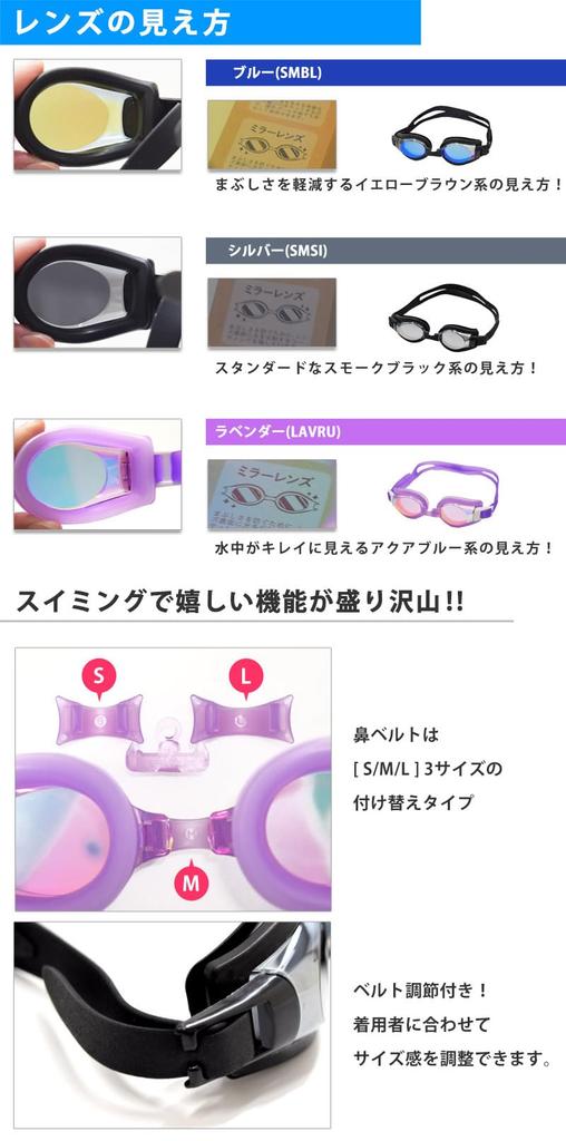 SWANS Fitness Goggles Cushion Mirror (Antibacterial Lens) SMSI.