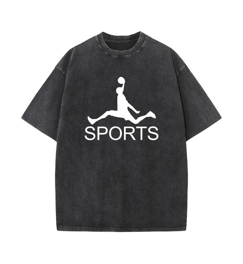 100% хлопок, стираный, старый крафт, свободная футболка, большой размер, О-образный вырез, свободная мужская футболка, спортивная, с надписью S чёрный