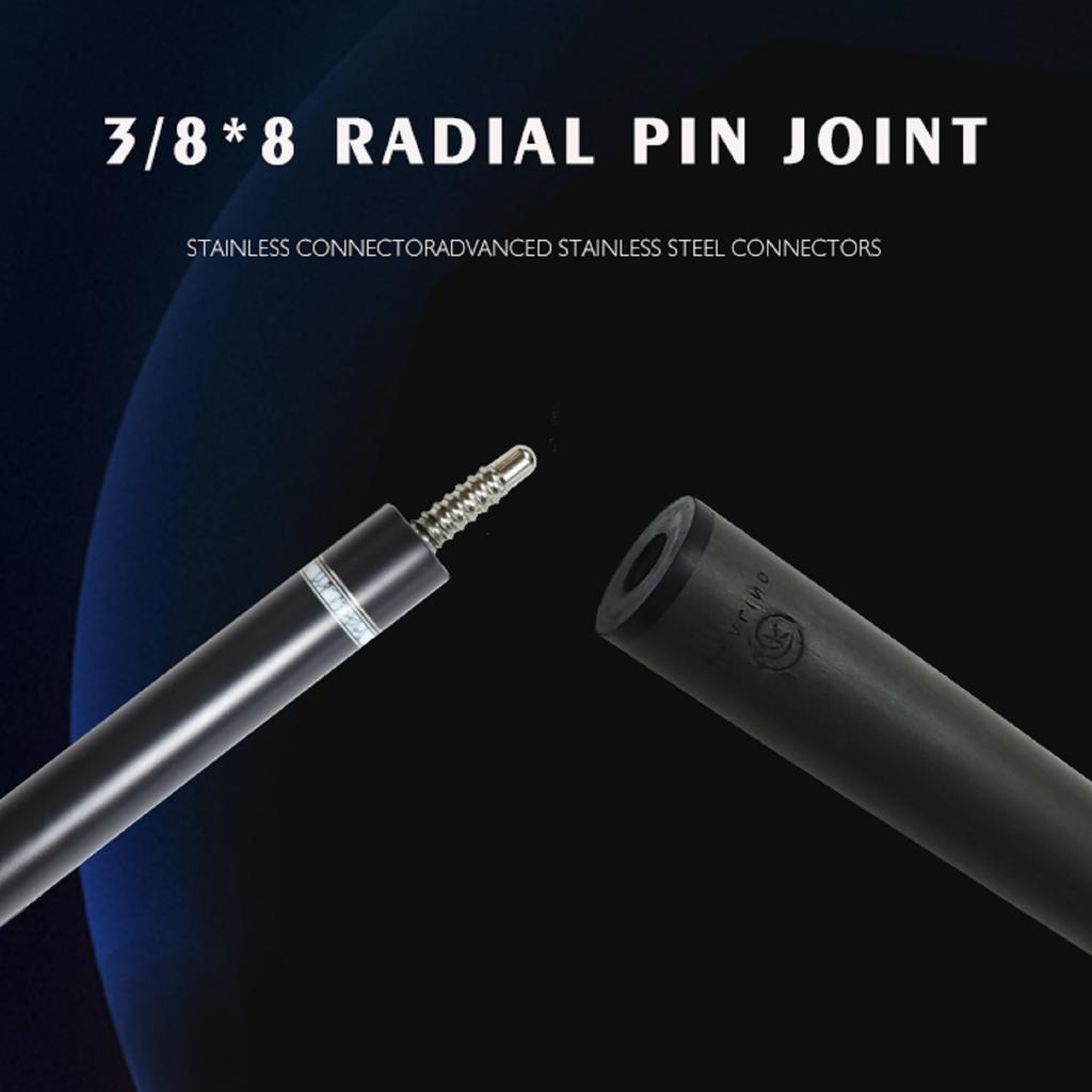 KHEALING Billard Queue Carbon Spielqueue mit Schweinsleder Weiß und Schwarz Bakelit T 700 Kohlefaser 58 Geeignet für Black Eight und Nine Inklusive Aufbewahrung