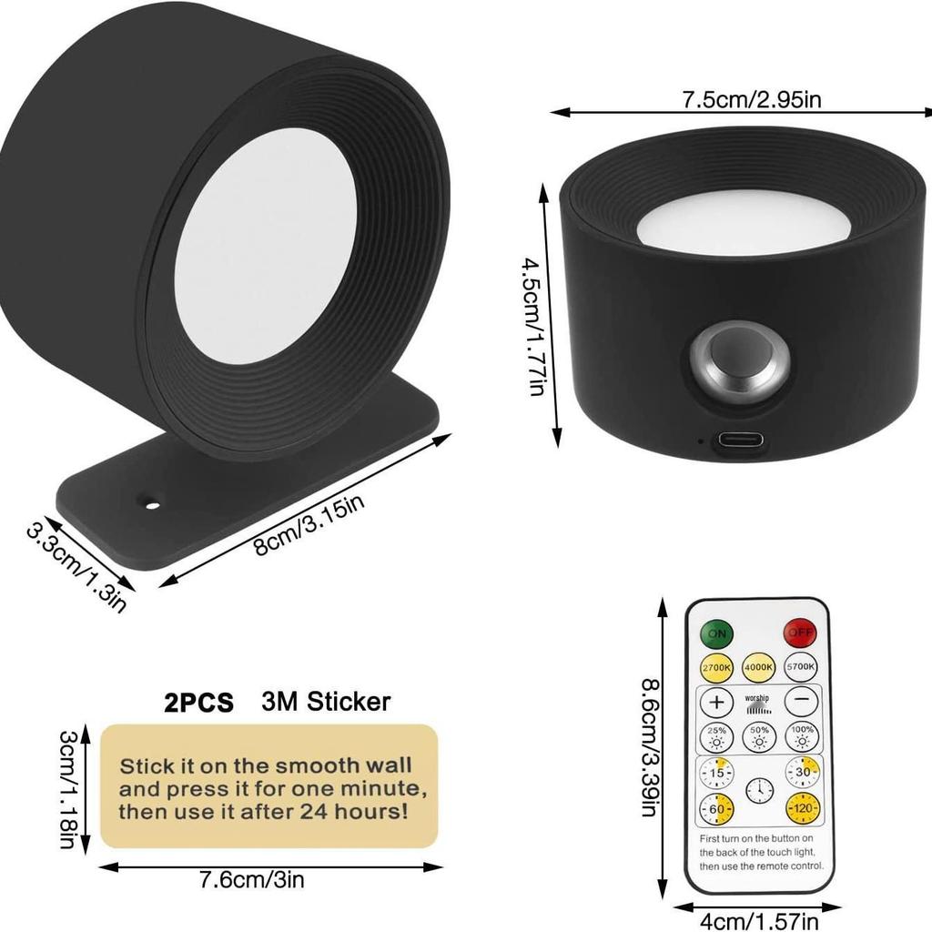 USB Rechargeable LED Wall & Bedside Reading Light with Touch Adjustment and Magnetic Mount