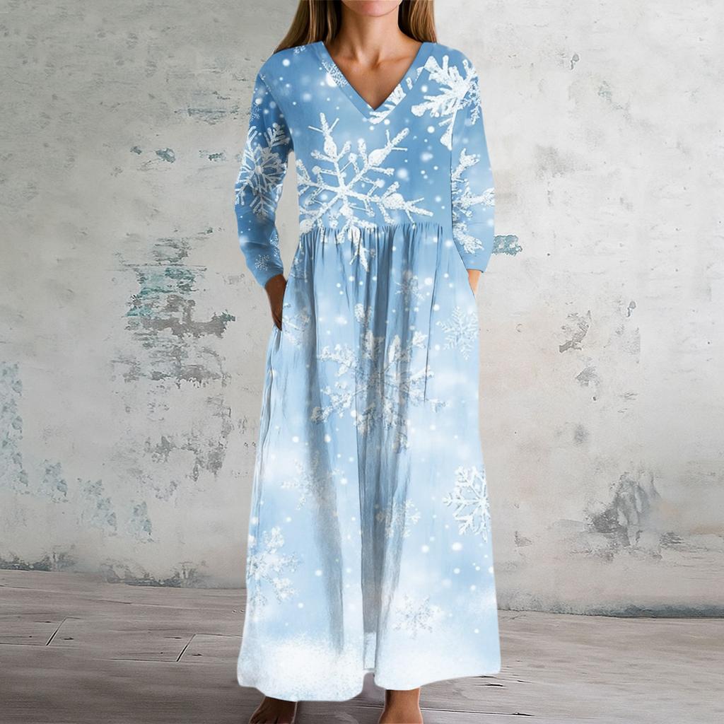 Women's Fashion Dress Spring V-neck Long Sleeve Dress