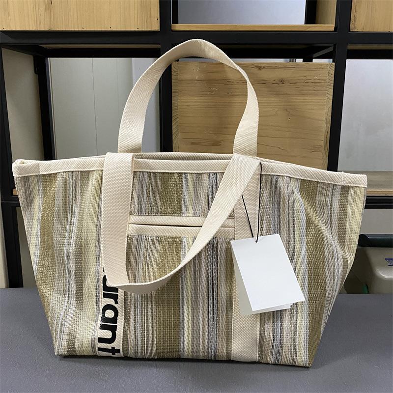 Japanese and Korean Mar Woven Bags, Casual Shopping Bags, Tote Bags, Colorful Stripes