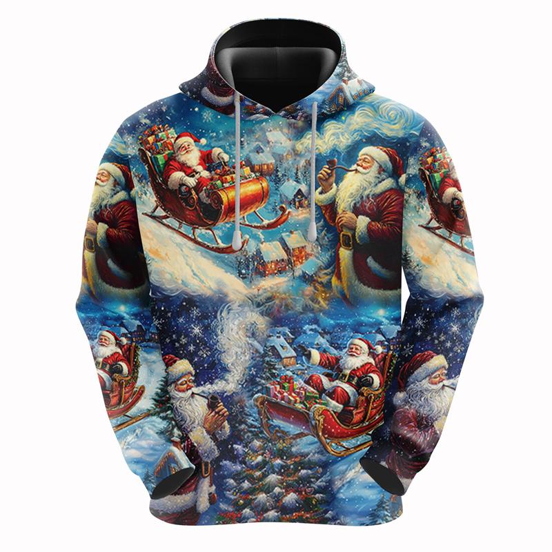 2026 Christmas Hoodies Santa Claus 3D Print Men Women Hooded Sweatshirts Casual Unisex Hoody Pullover Kids Tops Clothing S