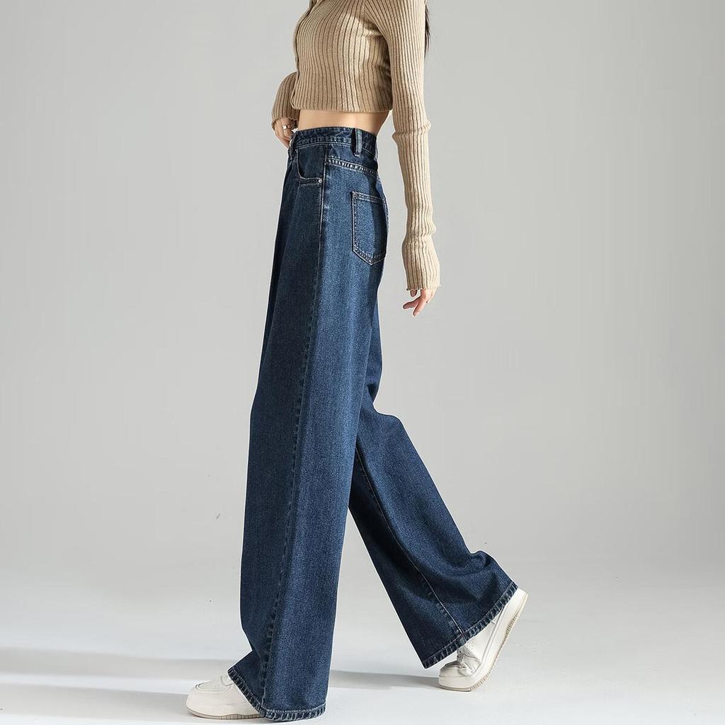 TonLion 2026 Spring And Summer New Denim Jeans, Casual Versatile Women's Jeans, Pleated Casual Wide-Leg Pants