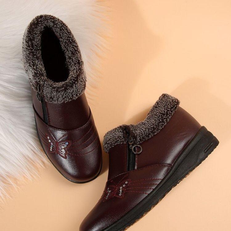 Flat-bottomed non-slip casual soft-soled cotton shoes for women 2025 autumn and winter new fashionable versatile warm side zipper cotton shoes for wom
