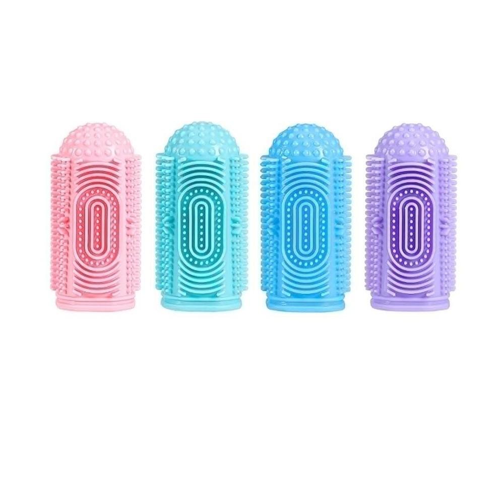 4pcs/set Silicone Pet Finger Cots Colorful Soft Dog Finger Toothbrush Comfortable Bite Resistant Pet Toothbrushes