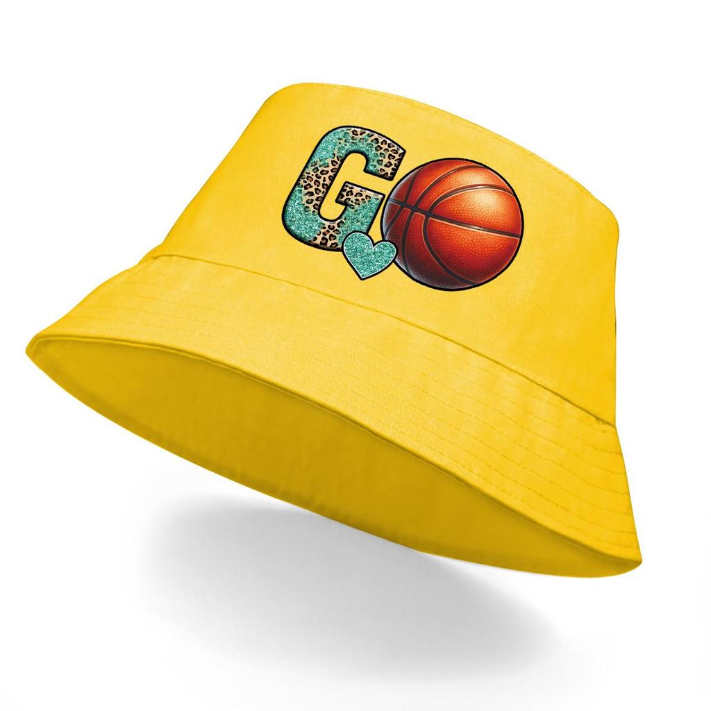 Bucket Hat With "GO" Basketball Print , Sun Cap Trendy Spring Fashion Fishing Hat