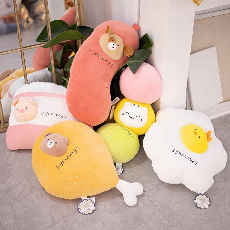 50CM Five-flower Broiler Leg Cartoon Large Plush Toy Poked Egg Sofa Cushion Pillow Doll For Children's Birthday Christmas Gift