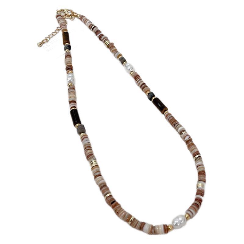 Meng Ziyi Style Natural Stone Pearl Necklace: Women's Retro Light Luxury High-End Clavicle Chain for Spring/Summer