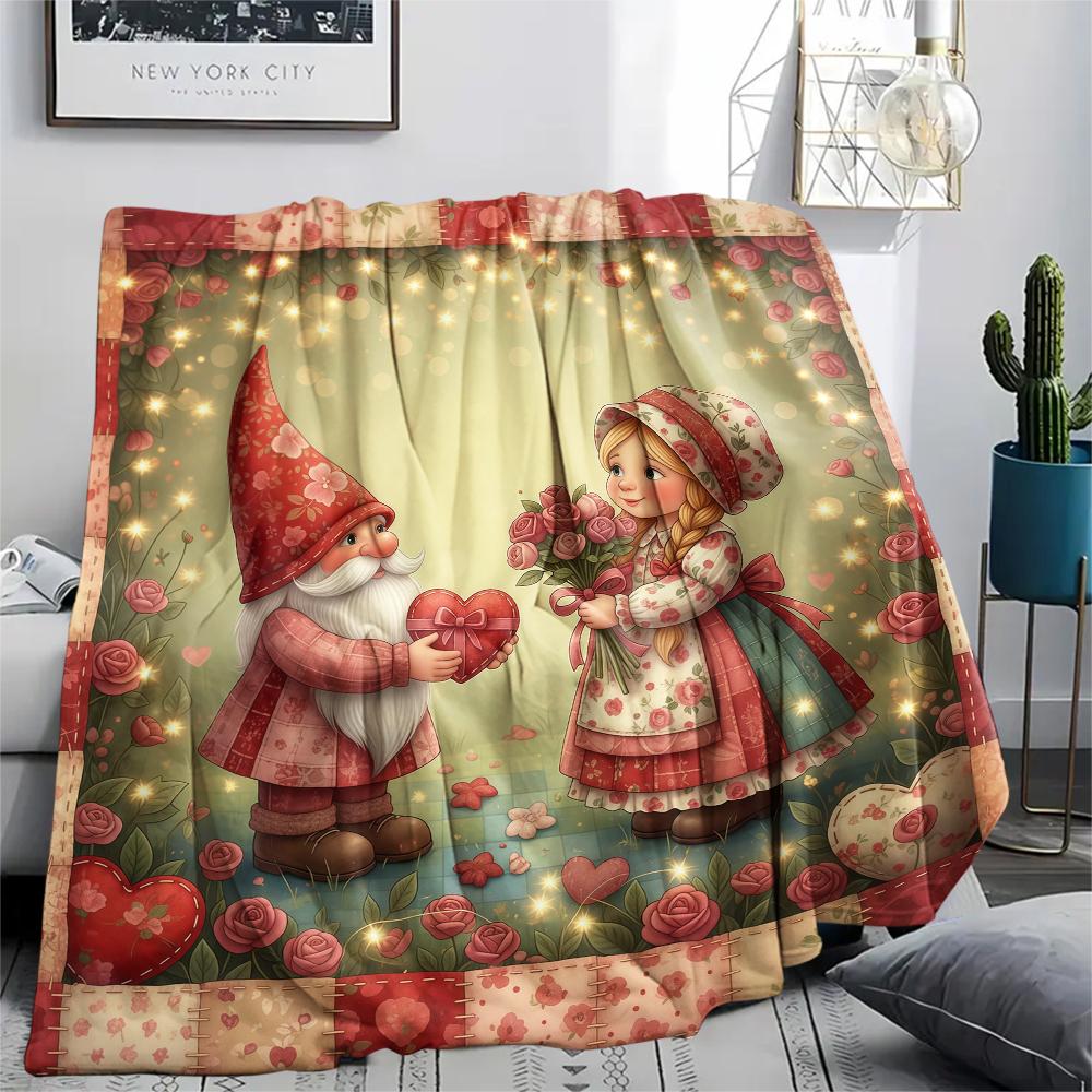 1 Stück Valentinstag Druck Flanelldecke, Hohe Qualität, Bequem für Alle Jahreszeiten, Heimdekoration, Perfekt für Weihnachten, Geburtstagsgeschenk