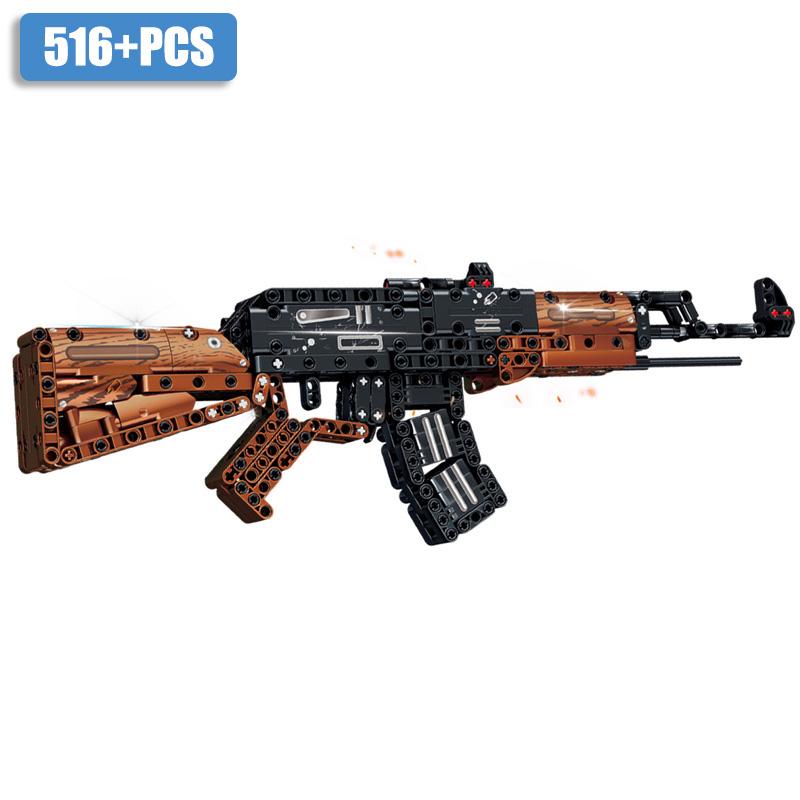 Military MOC M2 Machine Gun Sniper Rifle K98 MP5 AK47 M4A1 Gatling Gun Building Blocks DIY UZI Weapon Bricks Toys For Kids Gifts