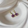 Exquisite Purple Zircon Flower Pendant Earrings For Women Fashionable Personalized Daily Accessory Party Jewelry Birthday Gifts