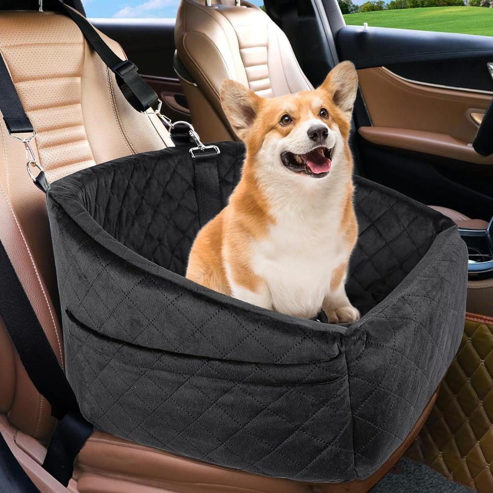 Multifunctional Dog Car Seat Detachable Travel Bed with Storage Pockets for Small Medium Dogs