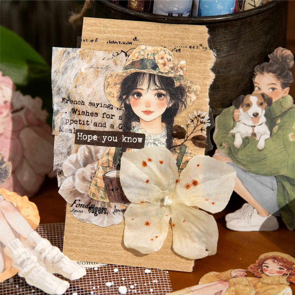 100 Sheets Sticker Pack Romantic Girl Laser Cut DIY Scrapbooking Journal Stickers for Phone Case Notebook Decoration