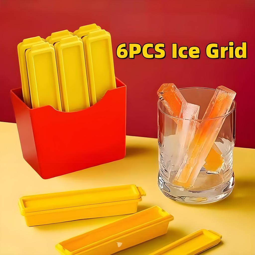 Pommes Frites Eiswürfelform Langes Stäbchen Silikonform für Gefrierschrank Hausgemachte Eisstiele Cocktail Maker Küchenwerkzeug 6