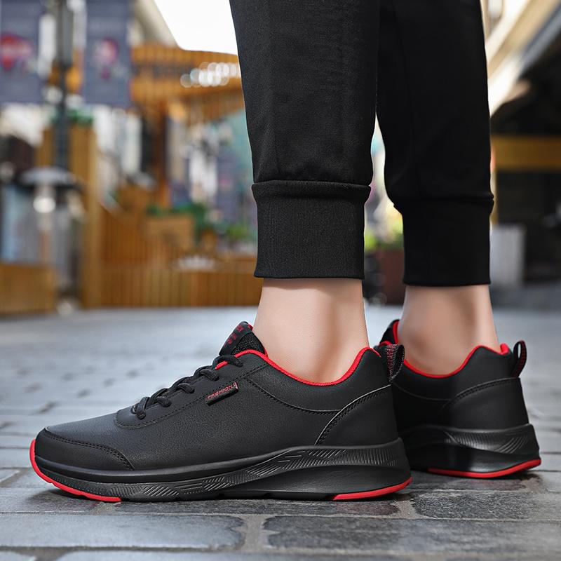 TUINANLE Schwarze Schuhe für Herren, atmungsaktive Laufschuhe, leichte Schnürschuhe, lässige Plateau-Sneakers für Herren