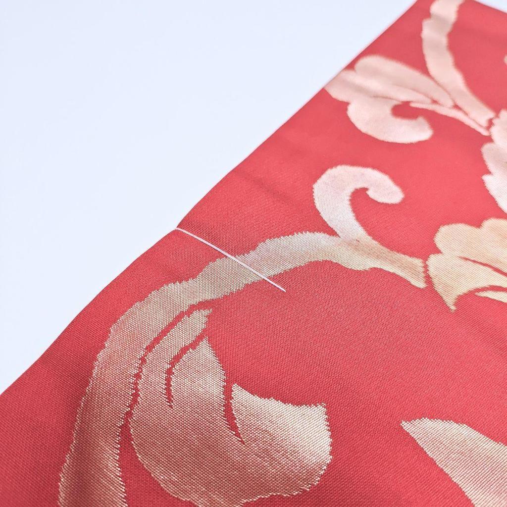 Used H-864 Nagoya Obi Nagoya Tailored New Unused Pure Silk Pulled Leaf Nine Size Flower Pattern