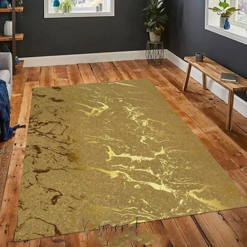 

Gold Marble Patterned Rug Living Room Carpet Modern Kitchen Area Mat Luxury Bedroom Home Decoration 40X60CM
