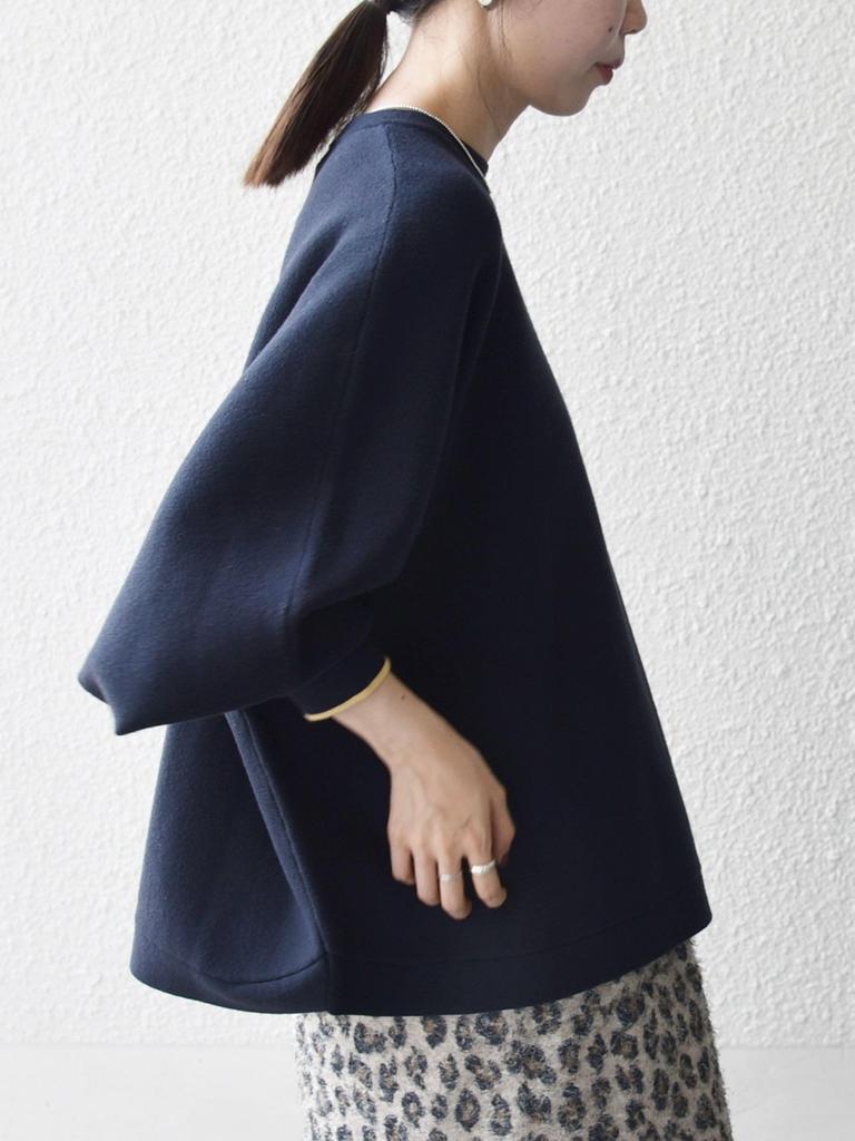 Ships Any Double-Face Volume Sleeve Knit Pullover (Hand Washable) 726070004 Navy One Size