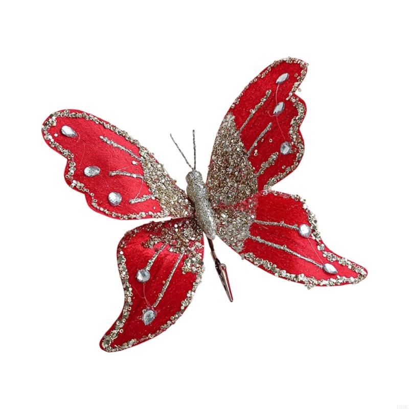 Foam Cloth Butterfly Ornament 25Cm Glittering Wing Christmas Tree Hanging Decoration For Fireplaces Doorway Display