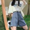 Five Points Denim-Shorts für Damen, Sommer, hohe Taille, lockere Hose mit weitem Bein