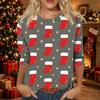 Women's Casual Three-Quarter Sleeve Christmas Print Round Neck Top