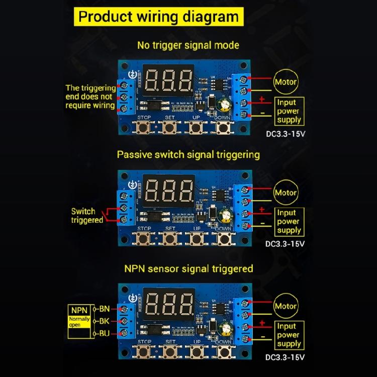LED Digital Time Delay Relays Motor Speed Controller 3.3-15V Motor Forward And Reverse Controller Control Board
