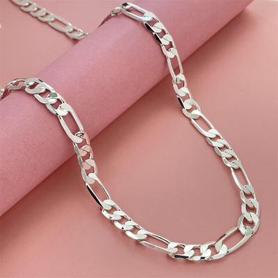 1PC High Quality Fashion Jewelry Figaro Chain Necklace Silver Women & Men Jewelry Link Necklace