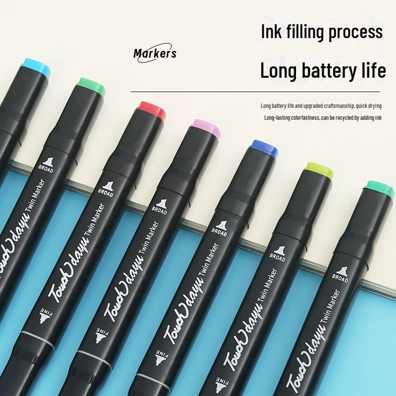 Dual-tip Oil-based Marker Pen for Quick-drying Graffiti and Painting, Ideal for Children's Art, Coloring Books, and Student Projects.