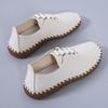 Flache Sneakers für Damen, Frühling, neue handgefertigte Näharbeit, echtes Leder, Kuhmuskel, weiche Unterseite, täglicher Schnürschuh für Damen, Freizeitschuhe