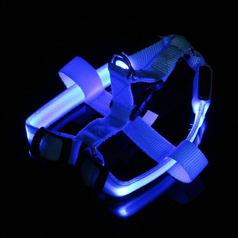 LED Hundegeschirr Brustleine (L/Blau)
