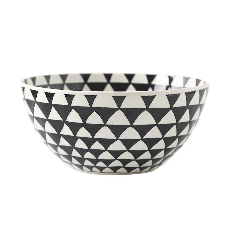 Geometric Lines Ceramic Bowl Noodle Bowl Household Salad Bowl Microwave Oven Creative Kitchen Tableware