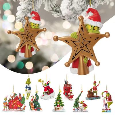 Kreativer Grinch-Anhänger: Grüne Acryl Weihnachtsbaumschmuck