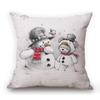 Decorazione di Natale Pupazzo di Neve Orso Carino Arte di Natale Cuscino da Divano Accogliente Federa Quadrata Cotone Lino Copricuscino per Sedile Auto