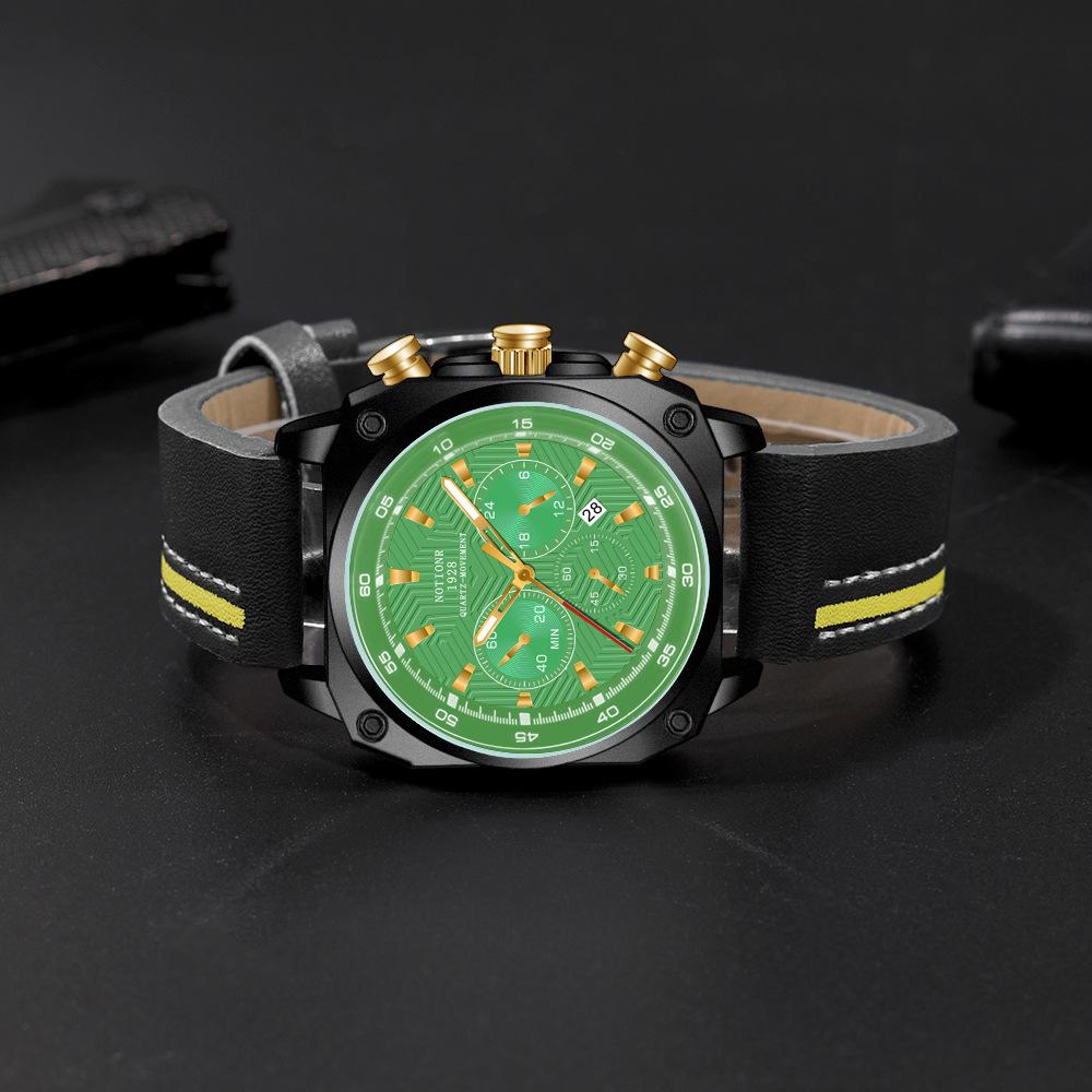 Square Men's Sport Men's Quartz Watch Casual Men's Watch Military Watch Multi-Dial Watch Business Watch Leather Watch