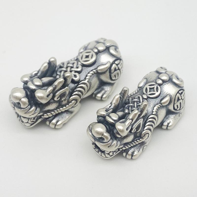 Yansheng 3D S999 Sterlingsilber Pixiu Anhänger Charm Halskette & Armband DIY Set zum Anziehen von Reichtum