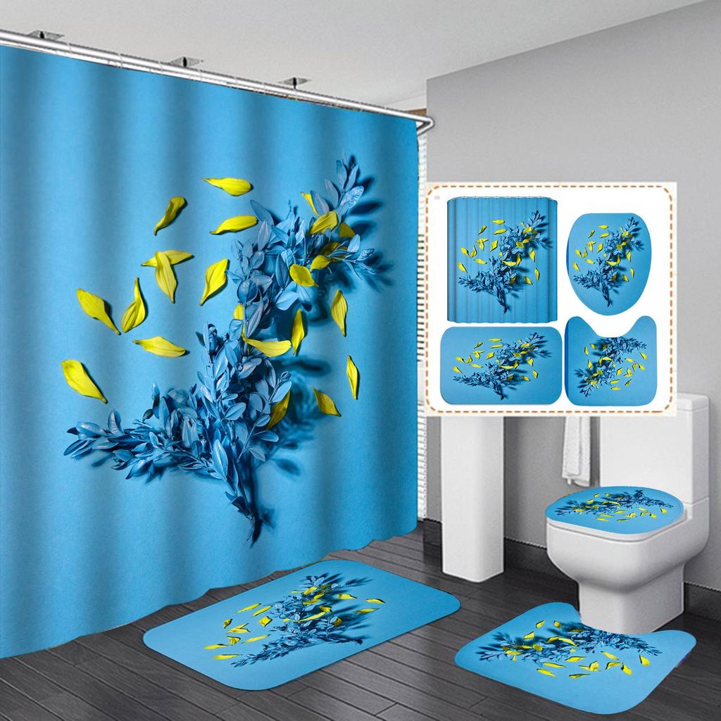 Xiyin Waterproof High Definition Shower Curtain Set - Four-Piece, No-Drill Partition for Bathroom or Hotel.